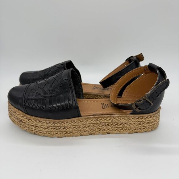 Macarena Collection Women's Black Tan Espadrilles Platform Sandals Shoes Size 7 - Picture 4 of 12